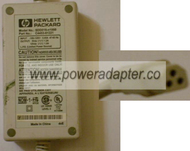 HP SDD018-N1000 AC ADAPTER 5V 1.2A 12VDC1A POWER SUPPLY